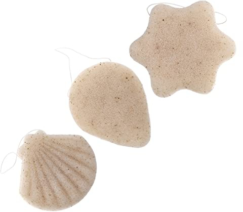 VINTORKY 3 Stück Konjak Gesichtsschwämme aus Natürlichem Material zur Sanften Peeling Anwendung und Feuchtigkeitsversorgung für Empfindliche Haut im Täglichen Gebrauch