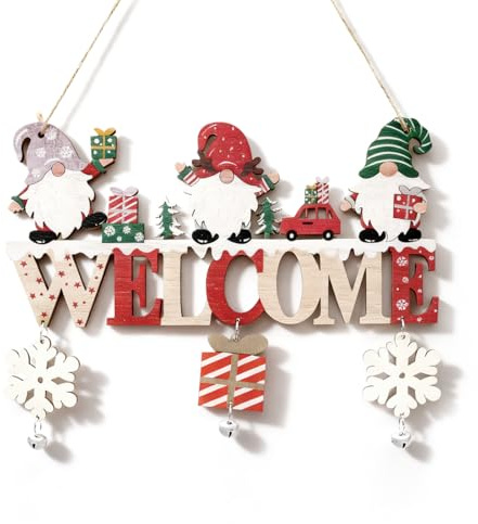 ARYIMYDP Decorazione Legno Natale per Porta con Cordino, Addobbo Natalizio Appeso per Interni, Realizzato a Mano, Design semplice e Accogliente