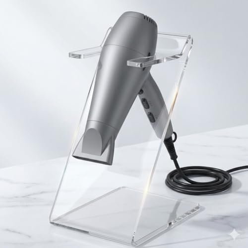 iplusmile Soporte Para Secador De Pelo De Acrílico Transparente Organizador Compacto Para Baño Y Peluquería Estante Práctico Para Secador Y Accesorios De Cabello Ahorra Espacio En Tocador