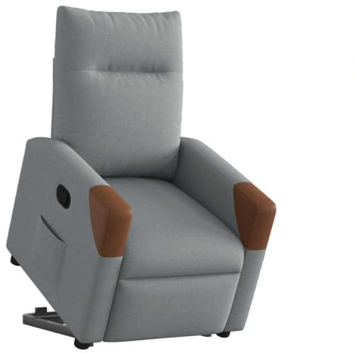 Mimdixy Poltrona massaggiante per TV, con supporto per alzarsi, in tessuto grigio chiaro, per soggiorno, camera da letto, facile da montare, facile da mantenere