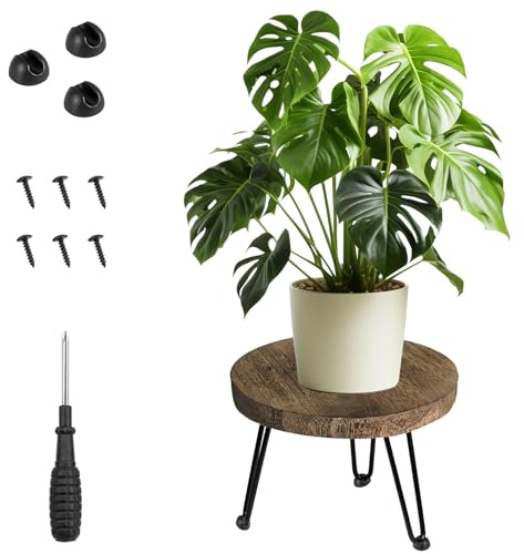 HUIKUANGEU Soporte para Plantas de Madera,Carga Pesada Soporte para Macetas Redonda,Soporte de Madera para Plantas en Maceta,Taburete para plantas de madera,para Hogar Jardín Patio Interior Exterior