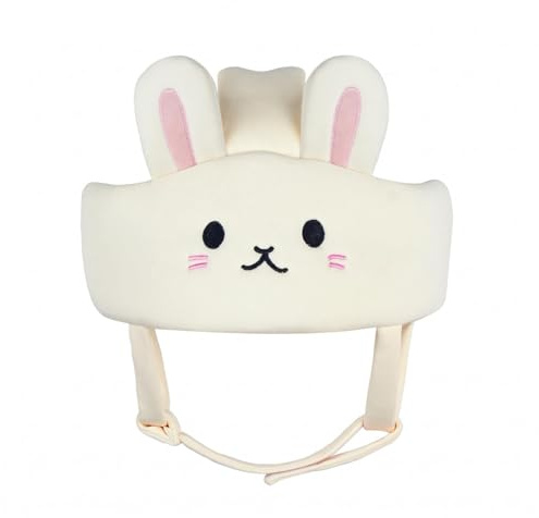 FLCPJGV Casque de Protection pour Bébé Bonnette Sécurisée avec Mousse Rembourrée et Attache Ajustable Chapeau Léger pour Enfant, Casque De Protection Anti-Chute pour Bébé, Motif Petit Lapin