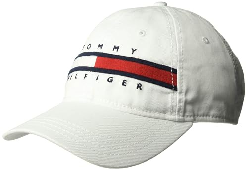 Tommy Hilfiger Men's Dad Hat Avery, Classic White, O/S Pack of 1