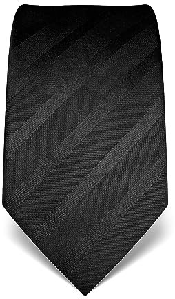 Vincenzo Boretti Herren Krawatte reine Seide Ton in Ton gestreift edel Männer-Design zum Hemd mit Anzug für Business Hochzeit 8 cm schmal/breit schwarz