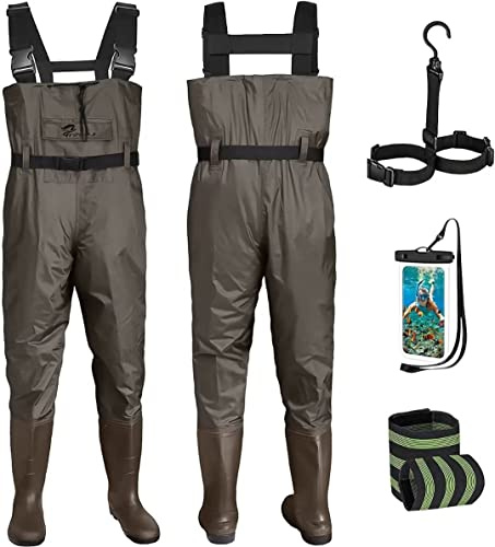 Croch Stivali Pesca waders per uomo e donna, impermeabili, in PVC, nylon, con stivali in gomma, taglia 39