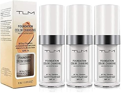 THE ISMA 3 x TLM Farbwechsel-Foundation, Make-up-Basis, Nude-Gesicht, flüssiger Abdeck-Concealer für Frauen und Mädchen