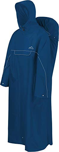 normani Regenponcho mit Rucksackfunktion - Wassersäule: 12.000 mm - Outdoorponcho - Extra Langer Wanderponcho Regencape Reiseponcho mit Ärmeln für Damen und Herren Navy L-XL