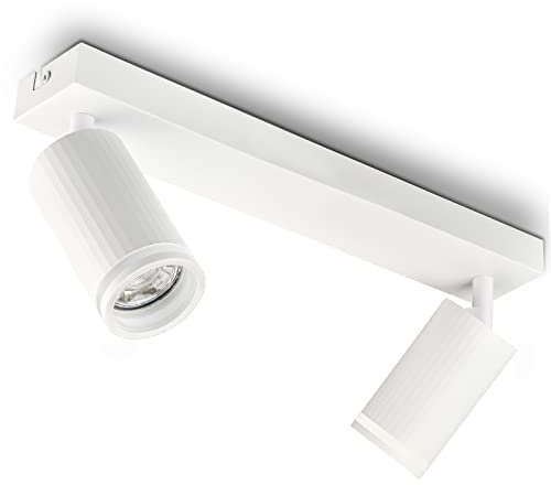 BOYIR Lampada Faretti da Soffitto LED Orientabili, Faretti da Parete Interno GU10 Bianco, Moderna Plafoniera LED Faretti 2 Luce, Faretto da Parete Interno per Barra, Cameretta, Cucina, Senza Lampadina