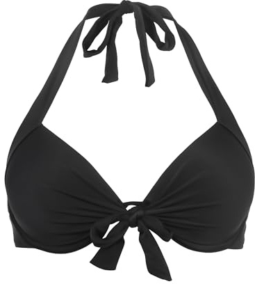Ocean Blues Women's Black Push Up Bikini Top Halter Swimsuit Top Size Medium