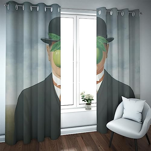 PARREN Verdunkelungsvorhang im Magritte-Stil Der Sohn des Mannes schicke ästhetische Designdrucke Vorhänge für Schlafzimmer Esszimmer Thermovorhang für Winter 140x270cm