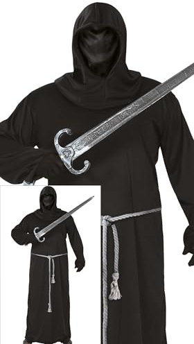 FIESTAS GUIRCA | Dark Soldier Kostüm für Erwachsene (54-56/XL) - Kapuze, Gürtel und Tunika - Ideal für Halloween, Mittelalter- und Themenpartys - Kostüme für Erwachsene - Schwarz