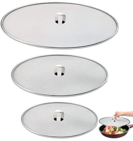 Couvercle Anti Projection, 3 Pièces Couverture de Poêle Anti Eclaboussures, Protection Multifonctionnelle Contre Les Eclaboussures, Pliable, pour Poêles et Poêles à Frire, Diamètre 25, 32, 33 cm