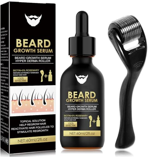 Beard Growth Kit - Beard Growth Oil - Beard Care Kit for Men - With Beard Derma Roller - Beard Kit For for Beard Rapid Growth and Thickening -Gifts For Men Dad Father