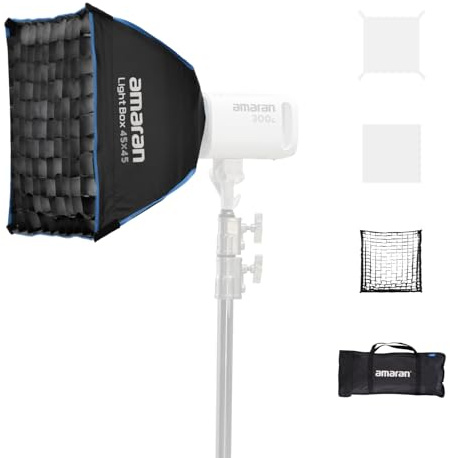 amaran Light Box 4545 Soft Boxes Foldable One-snap Quick-Setup Square Bowens Mount Softbox,for amaran 60/100/200 150c 300c (Light Box 45x45)
