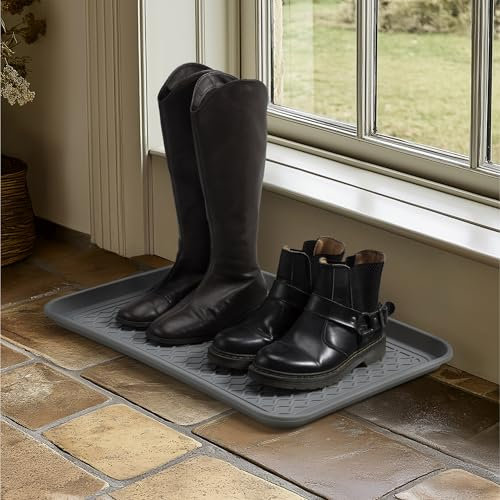 Navaris Porta Scarpe - Portascarpe Ingresso Casa - Vassoio Plastica con Base Rialzata - Vaschette Asciuga Scarpe - Poggia Scarpe per Bagno e Corridoio - Poggiascarpe Camper