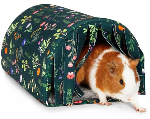 BeBeJoJo Maison pour Cochon d'Inde, Amovible Lit pour Petits Animaux de Compagnie,Lits Grotte Chauds pour Hamsters Chinchillas Furet,Dark Green