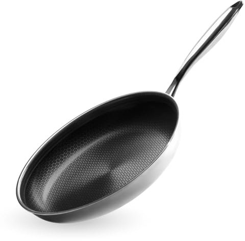 Onyx Cookware Bratpfanne 28 cm | Beschichtete Pfanne Induktion | Für alle Herdarten | Kratzfeste Antihaft-Oberfläche | 3-Schicht Edelstahl/Aluminium | Ofenfest bis 260°C | PFAS-frei