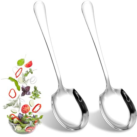 Ouligay 2 Stück Servierlöffel 25cm Edelstahl Servierlöffel Groß Salatbesteck Edelstahl Vorlegelöffel Kochlöffel mit Langen Griffen Salatlöffel Großer Löffel Esslöffel für Bankett Buffet Restaurant