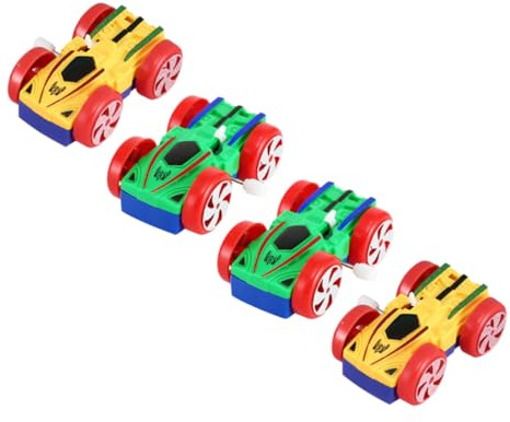 GARVALON 4 Piezas de Coches de Juguete Mecanismo de Relojería Juguetes de Cuerda para Diseño Doble Cara Color Aleatorio Color Aleatorio
