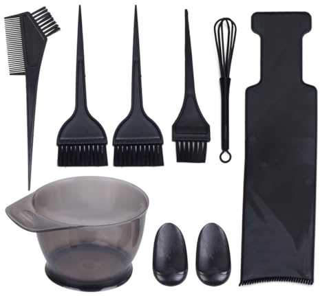 STOBAZA Kit Coloration Cheveux Professionnel Pinceau 8pcs en Plastique Pratique et Facile à Transporter Noir Bol à Teinture Peigne et Plateau pour Salon ou Usage DIY