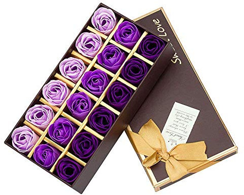 Cisixin 18 Piezas Rose Jabones Perfumados en Caja de Regalo (Púrpura)