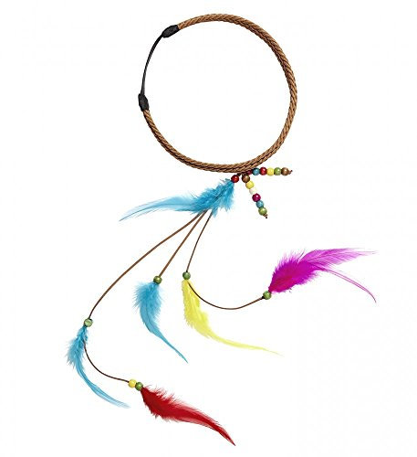Hippie Stirnband Federn und Perlen Indianerin-Kostüm Haarschmuck Haarband WID