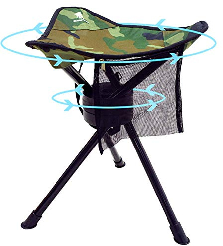 GEERTOP Portable Camping Swivel Folding Stool Seat Foldable Camp Tripod Chair Outdoor Survival Gear for Hiking Fishing Hunting Travel