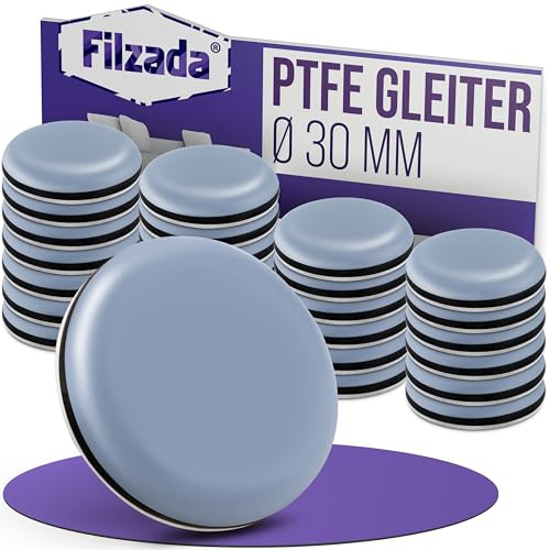 Filzada® 16x Teflonglidare Självhäftande Ø 30 mm Rund - Möbelglidare PTFE
