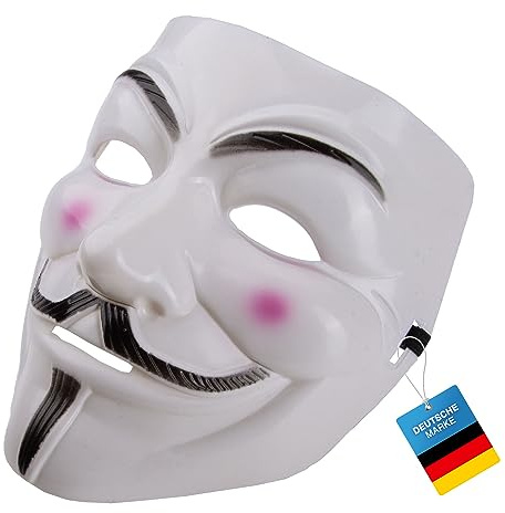 GOODS+GADGETS Anonymous Maske - V wie for Vendetta Mask - Guy Fawkes Mask - Halloween Karneval (Weiß)