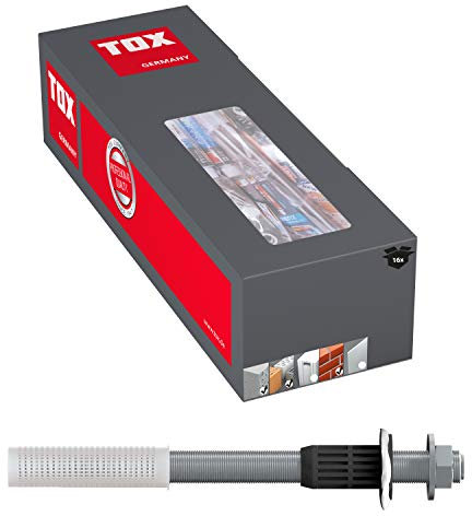 TOX Schwerlast-Montagesystem Thermo Proof M12x400, Abstandsmontagesystem bei WDVS, Klinker oder auf Flachdächern, einfache Befestigung von Markisen, Geländern uvm., 16 Stück im Karton, 084100122