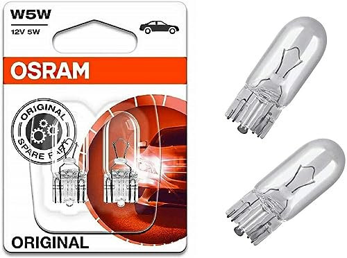 2x Osra.m W5W 12V 2825-02B Standard Innenbeleuchtung Kofferraumbeleuchtung Handschuhfachbeleuchtung Türbeleuchtung Einstiegbeleuchtung Ersatz Halogen Lampe E-geprüft