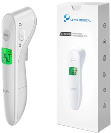 Lepu Fieberthermometer Infrarot Digitales Kontaktlos Thermometer Ohr- und Stirnthermometer mit LCD-Bildschirm, Speicherabruf, Fieberalarm ideal für Baby, Kinder und Erwachsene