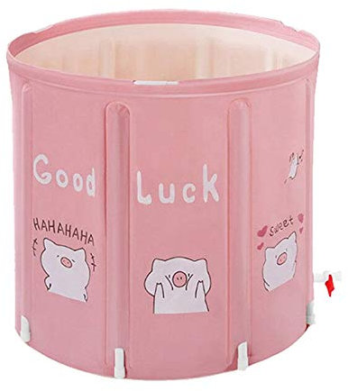 JTRHD Soaking Bathing Tub Folding Bath Bucket Household Bath Bucket Folding Adult Bath Bucket for Hot Bath Ice Bath (Color : Pink, Size : 70x70cm)