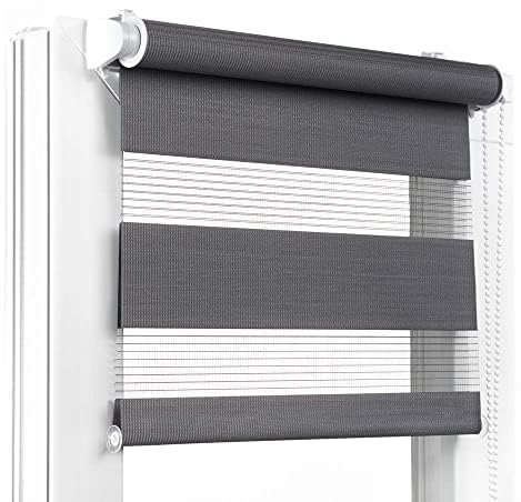 Fenster DEKOR - Rollos für Fenster Dunkelgrau - Klemmfix Rollo ohne Bohren 230 x 60 cm - Doppelrollo mit einer breiten Auswahl an Größen und Farben - Blickdichte Rollos, einfach zu montieren