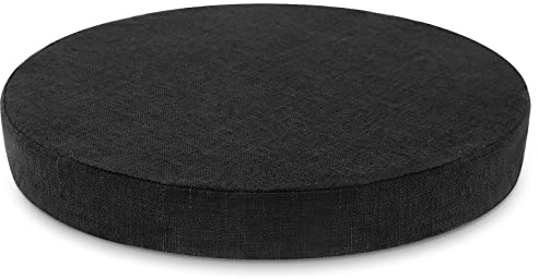 Tromlycs Round Chair Seat Cushion Pad 16 inch for Circle Stool Chairs Non Slip Decorative Foam Cushion Pillow, 1 Piece, 16 x 16 inches, Black