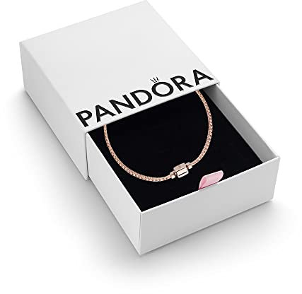 PANDORA Timeless Women's 14k Rose Gold-Plated Mesh Bracelet for Charms, Size 17, With Gift Box