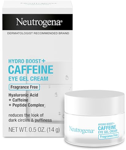 Neutrogena Hydro Boost+ Caffeine Eye Gel Cream, Fragrance-Free Cream with Hyaluronic Acid, Caffeine & Peptide Complex to Reduce the Look of Dark Circles, Fine Lines & Puffiness, 0.5 oz