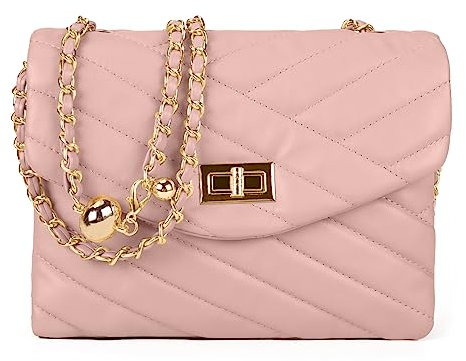 GLITZALL Women's Crossbody Bags Quilted Crossbody Shoulder Bags Multi Pocket Satchel Handbags Small Golden Ball Rhombus Chain Bags