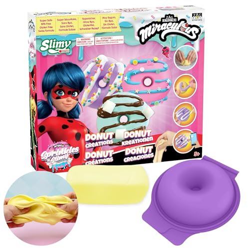 Miraculous Ladybug - Sprinkles n' Slimy Donuts - Schleim-Kit für Mädchen und Jungen, Rollenspiel-Spielzeug für Kinder mit Donut-Maker, Schleim & leichtem Ton, Streusel, Konfetti und Marshmallow