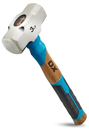 OX Pro Club Hammer 1.3kg, Straight Hickory Handle with TPR Grip, Solid Forged Steel Head, Unique Assembly Technique, Reduced Vibration, Mini Sledge Heavy Duty Demolition Tool, OX-P089403