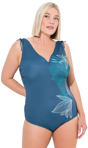 Ulla Popken Bañador, Escote en Forma de corazón, Rellenos Blandos, Material Reciclado bencina Oscuro 60 836006755-60