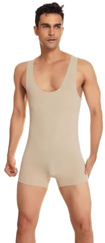 DUHENWU Herren Einteiler Overall Jumpsuit Wrestling Singlet Body Gymnastikanzug Ärmelloser Body Bodysuit Sexy Unterwäsche Sportbody Männer Tank Unterhemd Gym Yoga Gymnastik Umterhemd