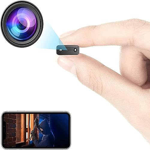 Telecamera di sicurezza notturna WiFi, obiettivo ultra HD, mini telecamera con visione notturna e rilevamento di movimento AI, per casa/ufficio, telecamera nascosta wireless per riunioni all'aperto di