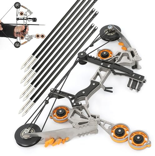 surwolf 10-15lb Mini arco e frecce set Arco composto e frecce set per il tiro al bersaglio e i giochi Arco tascabile Adolescenti Tiro con l'arco Giochi per Interni (Tone-arancione)