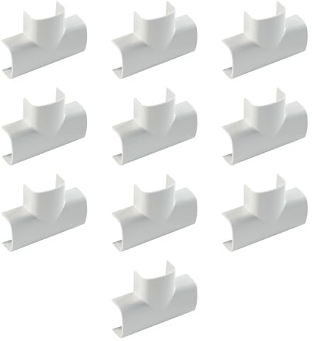 Confezione da 10, Giunto a T, derivazione, per mini canalina 32x13mm, con coperchio arrotondato, bianco, in PVC, tecnopolimero ad alta resistenza, mini canaline, canale per cavi elettrici