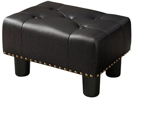 LUE BONA Tabouret Ottoman de Style Moderne - Repose Pieds en Cuir PU Noir - Repose Pieds pour Salon, Chambre, Entrée und Dortoir