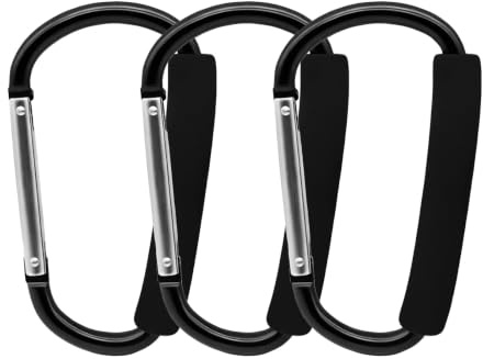 Paquete de 2 mosquetones de aluminio resistente: ganchos grandes de mosquetón de bloqueo para camping, hamacas, correas de perro y columpios de yoga, súper duraderos y seguros