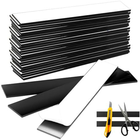 KEORHEZ 30 Stück Magnetband Selbstklebend Magnetklebeband Für Organisation Und Aufbewahrung DIY-Projekte 15 X 2 X 0.1 cm Schwarz