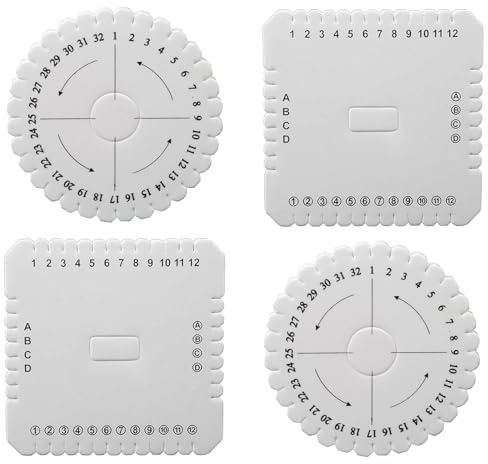 Kumihimo Disk Set,4 PCS Round and Square Braiding Disk Versatile Kumihimo Disc Macrame Board White Foam Disks Set for DIY Bracelet Making Handmade Beading Projects and Braided Cord String