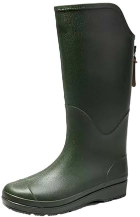 Stivali di gomma da donna verdi, stivali da pioggia alti con chiusura lampo, stivali da pioggia, stivali in gomma, stivali da trekking, stivali da pesca, stivali da pioggia, verde, 43 EU